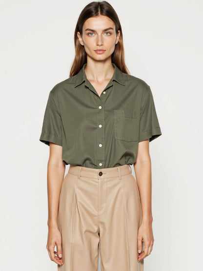 Londaris Fitted Satin Short Sleeve Shirt