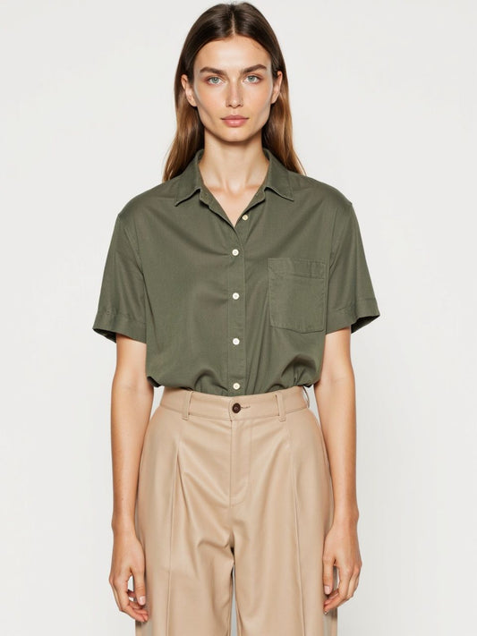 Londaris Fitted Satin Short Sleeve Shirt