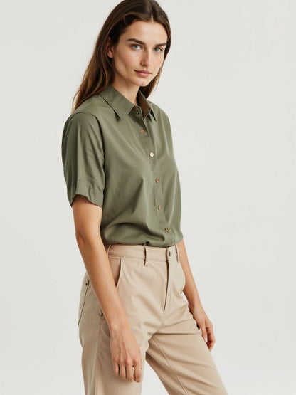 Londaris Fitted Satin Short Sleeve Shirt