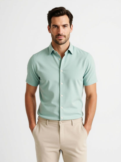 Londaris Regular Fit Linen Blend Short Sleeve Shirt