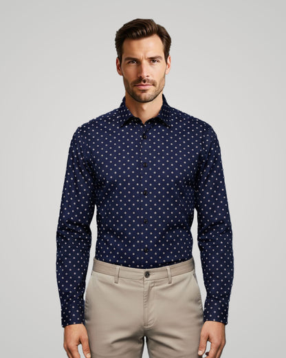 Londaris Men’s Long Sleeve Printed Satin Shirt