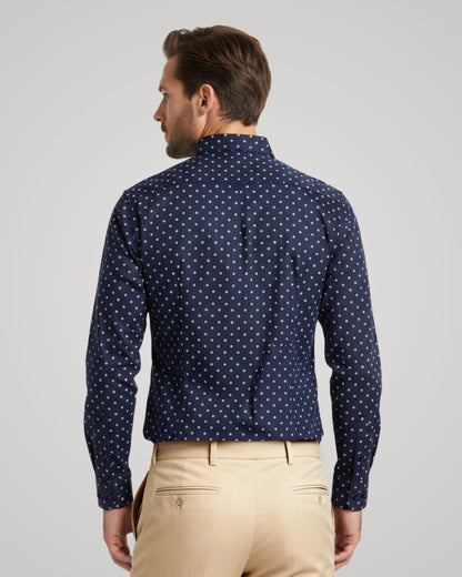 Londaris Men’s Long Sleeve Printed Satin Shirt