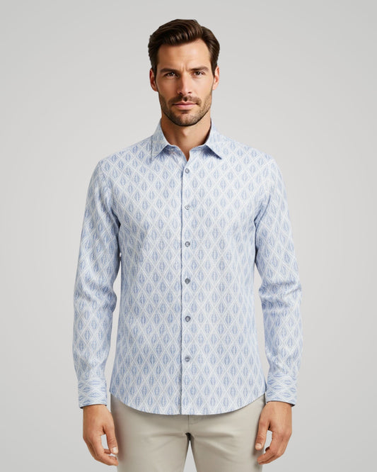 Londaris Men’s Long Sleeve Printed Satin Shirt