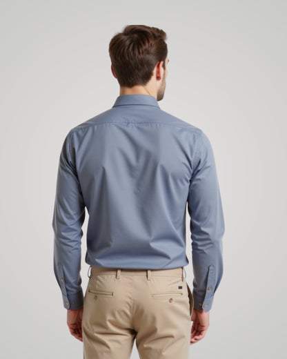 Londaris Men’s Long Sleeve Dusty Blue Twill Shirt