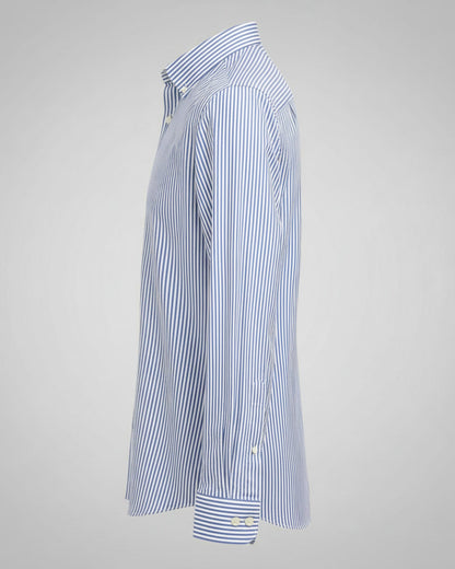 Londaris Women's Long Sleeve Blue Striped Poplin Shirt