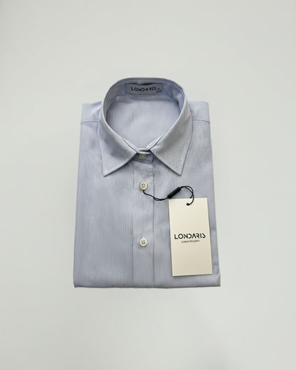 Londaris Women's Long Sleeve Blue Striped Poplin Shirt