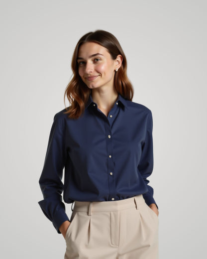 Londaris Women's Long Sleeve Navy Bl Twill Shirt