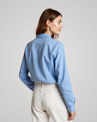 Londaris Women's Long Sleeve Denim Blue Oxford Shirt