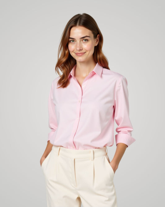 Londaris Women's Long Sleeve Pink Twill Shirt