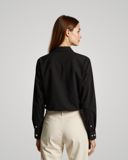 Londaris Women's Long Sleeve Black Twill Shirt