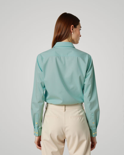Londaris Women's Long Sleeve Turquoise Oxford Shirt