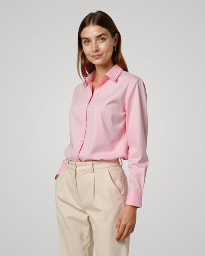 Londaris Women's Long Sleeve Dusty Rose Poplin Shirt