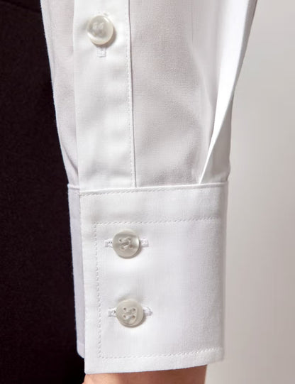 Londaris White Cotton Broderie Panel Boutique Long Sleeve Shirt