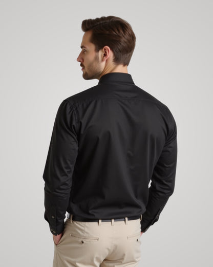 Londaris Men’s Long Sleeve Black Twill Shirt