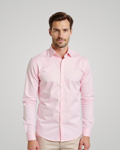 Londaris Men’s Long Sleeve Regular Light Pink Oxford Shirt