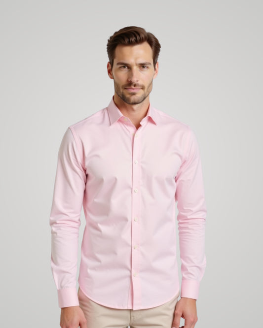 Londaris Men’s Long Sleeve Regular Light Pink Oxford Shirt