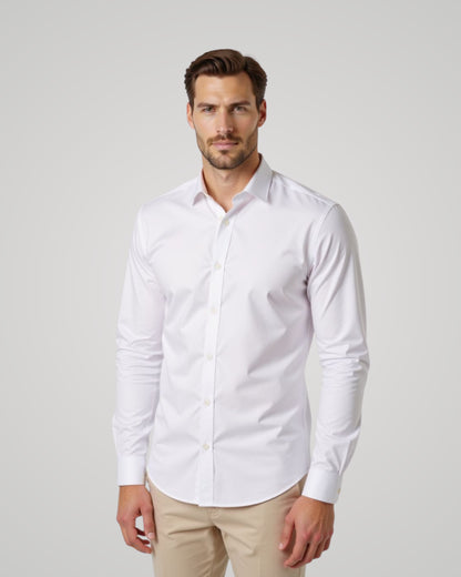 Londaris Men’s Long Sleeve Dark Ecru Satin Shirt