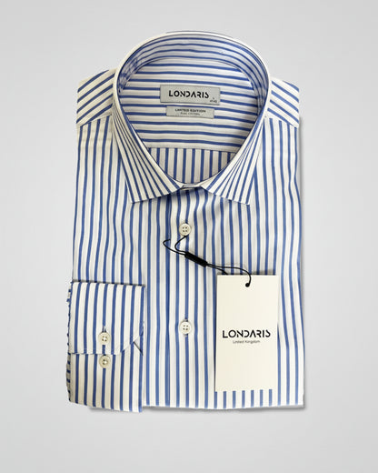Londaris Men’s Long Sleeve Steel Light Blue Striped Shirt