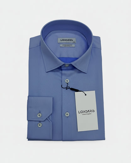 Londaris Men’s Long Sleeve Steel Blue Poplin Shirt