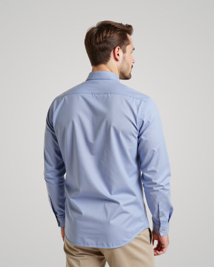 Londaris Men’s Long Sleeve Dusty Blue Satin Shirt
