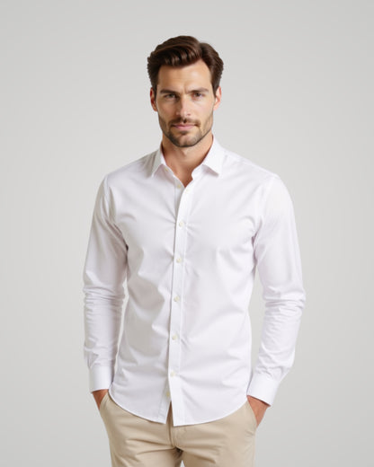 Londaris Men’s Long Sleeve Soft White Oxford Shirt