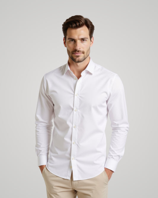 Londaris Men’s Long Sleeve Soft White Oxford Shirt