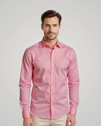 Londaris Men’s Long Sleeve Pink Twill Shirt
