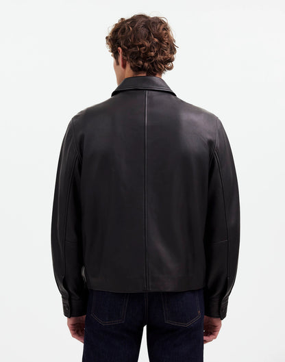 Leather Zip-Front Jacket True Black