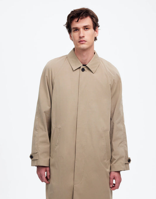 Raglan-Sleeve Trench Coat in Italian Twill