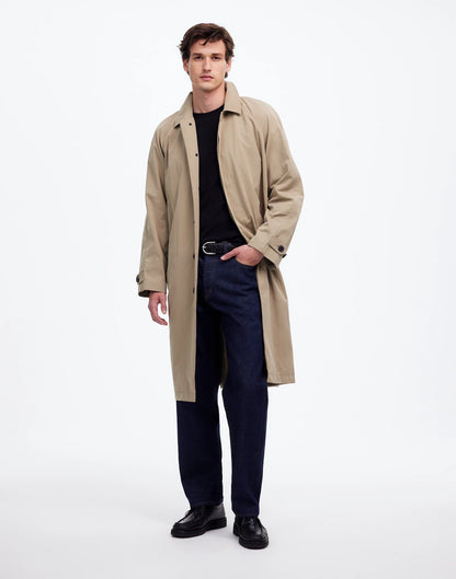Raglan-Sleeve Trench Coat in Italian Twill
