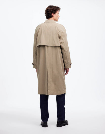 Raglan-Sleeve Trench Coat in Italian Twill