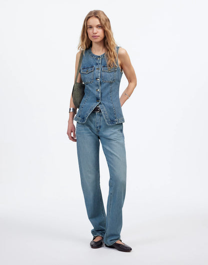 Denim High Crewneck Vest