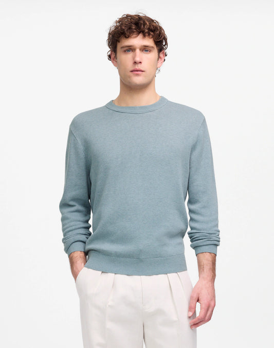 Crewneck Sweater in Lightweight Cotton-Linen Blend