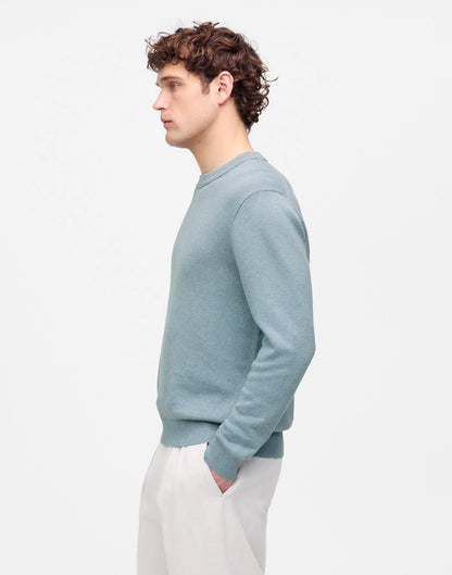 Crewneck Sweater in Lightweight Cotton-Linen Blend
