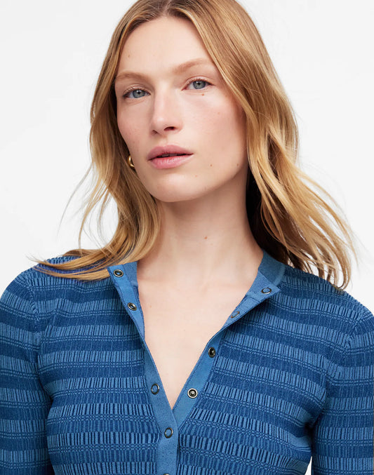Henley Sweater Tee in Stripe