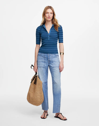 Henley Sweater Tee in Stripe