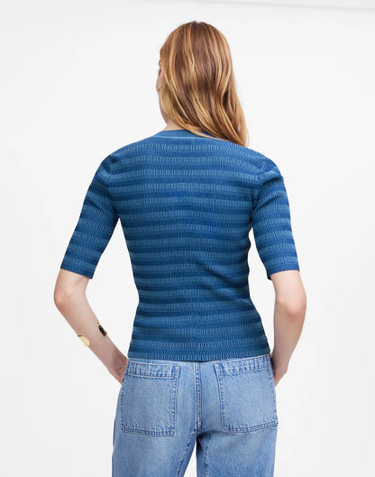 Henley Sweater Tee in Stripe
