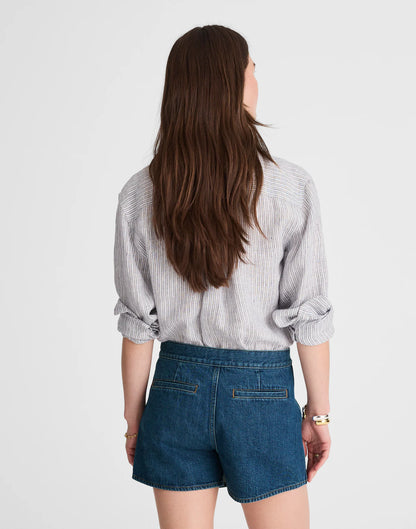 Denim Wrap Mini Skort in Lambertville Wash