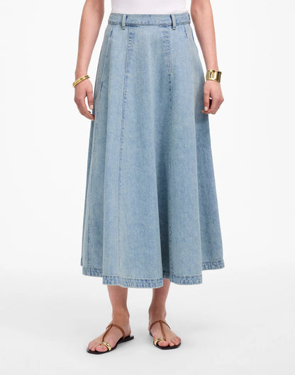 Denim Midi Skirt in Edmonson Wash