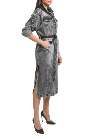 All saints polly long denim outlet dress