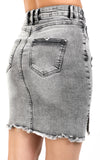 Black Denim Mini Skirt, Ripped Jean Skirt, Girls Jean Skirt,  P793101,